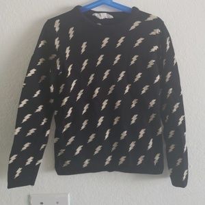 Boys black sweater with white lightning pattern